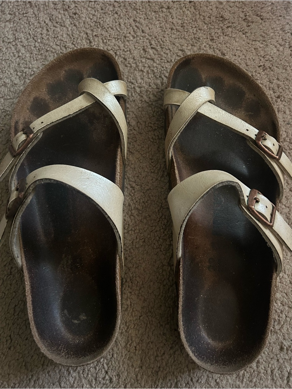 Birkenstock Women's Metallic Gold Strappy Slide Sandals